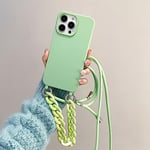 Rokmym Coque pour iPhone 11 Pro avec Cordon Collier pour Étui Colliers de cellulaire Corde Coque avec Bracelet Lanyard Antichoc en Souple Silicone TPU Bumper Coque pour iPhone 11 Pro, Matcha Vert