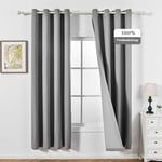 MYSKY HOME Ridaux Salon Occultants Thermiques Phonique Anti Bruit, Rideaux et Draperies Intérieurs pour Chambre 100% Lumière Bloquer Rideau Isolant Froid Chaleur, L 140 x H 225 CM, Gris Foncé, 2 PCs