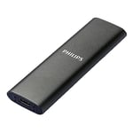 Philips Portable Externe SSD 250 Go - Ultra Fin, SATA Ultra Speed USB-C - USB, Vitesse de Lecture jusqu'à 540 Mo/s, Vitesse d'écriture jusqu'à 540 Mo/s, Aluminium