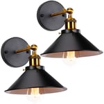 2X)Ø22CM Applique Murale Rétro Moderne Lampe Murale Vintage D'Intérieur Applique Murale Simple En Métal (Noire) Ampoule E27 Pour Éclairage Intérieur