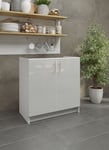 Kitchen Base Sink Unit 800mm Storage Cabinet With Doors 80cm - White Gloss