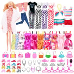 63Pcs Winter Doll Clothes and Accessories Set Compatible with Barbie, Doll Clothes Outfit for Babys Including Fashion Suits Dress Swimsuits Shoes Jewelry Random Style for 11.5 inch Girl Doll Gifts