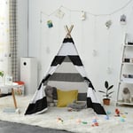 Svkbjroy - Tente tipi pliable pour enfants - Tente de jeu pour fille et garçon - - En toile blanche - Jouet pour l'intérieur et l'extérieur - noir