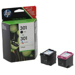 HP 301 Black & Colour Ink Cartridge For ENVY 5530 Printer N9J72AE