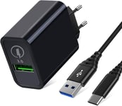 Chargeur Usb Quick Charge 3.0 18 W Et Câble De Charge 2 M Pour Nokia 7.2 6.2 6.1 5.4 5.3 3.4 3.1 Nokia G60 G50 G21 G11 G10 X30 X20 X10 X71 G42 G22 G21 R21 C. 32 C22 Xr20 G20 Bloc D'alimentation Pour