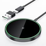 Magnétique Chargeur Induction Pour Iphone, 15w Rapide Chargeur Compatible Pour Magsafe Apple, Noir Chargeur Sans Fil Pour Iphone, Station De Charge Pour Apple Et Airpods, Wireless Charger