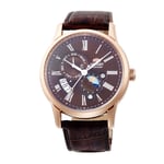 Orient Bambino Sun & Moon Brown Dial Leather Strap Mens Watch RA-AK0009T10B