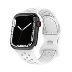 Bracelet compatible pour Apple Watch, remplacement sportif en silicone bracelet compatible avec Apple Watch 42 mm 44 mm 45 mm, compatible avec iWatch série 8/7/6/5/4/3/2/1/SE, blanc