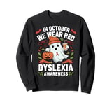 Awareness Ribbon October Wear Red Dyslexia Awareness Ghost Sweatshirt