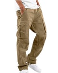 YAOHUOLE Mens Cargo Lounge Pants Loose Fit Lightweight Yoga Comfy Beach Trousers Khaki L