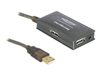 Delock USB 2.0 Extension Cable 10 m active with 4 port Hub - Hubb - 4 x USB 2.0