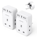 UK to Australia Plug Adapter 2 Pack 6 IN 1 Australian Travel Adapter with 2 USB Ports & 1 USB-C Fast Charger(5V/3.4A) and 2 Shaver Plug Adaptor UK to Australian New Zealand Fiji Argentina etc (Type I)