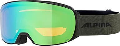 ALPINA NAKISKA Q-LITE Lunettes de ski OTG, effet miroir, renforcement du contraste et polarisées, avec 100% protection UV, pour adultes, noir-olive mat, taille unique