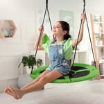 Ecd Germany - Balançoire Nid d'Oiseau Rond ø 100 cm, Vert, Charge Maximal 150 kg, Réglable en Hauteur, Assiette Siège à Bascule pour Enfants et