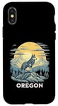 Coque pour iPhone X/XS Destination de vacances avec le loup gris de l'Oregon