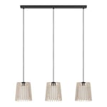 Eglo Suspension luminaire Fattoria, lustre à 3 lampes pour salon et salle à manger, lampe de plafond suspendue en tissu blanc et métal noir, douille E27, 90 cm