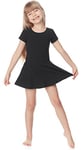 Merry Style Robe Danse Ballet Gymnastique Manche Courte Jupe Vêtement Tenue Sport Fille MS10-136(Noir, 104)