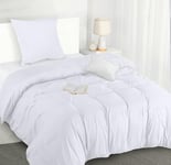 Utopia Bedding Housse de Couette 1 Personne 140x200 cm avec 1 Taie d'oreiller 65x65 cm (Blanc) - Parure de lit 1 Personne 140 x 200 cm - Ensembles de Housses de Couette en Microfibre brossée Douce