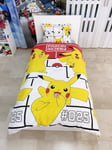 Pokemon Pikachu Set 2 Pièces Lit Simple copripiumino Taie Coton Réversible