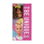 Character World Serviette Barbie Officielle | Toucher Super Doux, Design Frais | Parfait pour la Maison, Le Bain, la Plage et la Piscine | 100% Coton, Taille Unique 140 cm x 70 cm, Rose