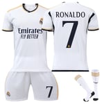 23-24 Real Madrid Hemma Barn Fotbollströja Kit Nr. 7 Cristiano Ronaldo no. 7 Ronaldo 24