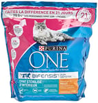 PURINA ONE Bifensis Chat Stérilisé d'Intérieur | Croquettes Au Poulet et aux Céréales Complètes pour Chats Adultes | Sac de 1,5kg | Lot de 6