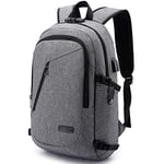 WENIG Antivol Sac à Dos Ordinateur Portable 15.6 Pouces Homme Imperméable avec USB Charging Port Sac à Dos d'affaires Sac à Dos Fonctionnel Sac a Dos PC Portable pour Loisirs/Affaire/Scolaire Gris