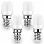 E14 LED Kylskåpslampa, 2W SES-lampa (Motsvarar 20W-25W), 140LM, Kalla Vit-6000K, 4-pack