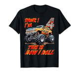 Cool 4 Year Old 4th Birthday Boys Monster Truck Car T-Shirt