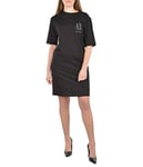 Armani Exchange Women's Studded Icon Logo T-Shirt Dress Casual, Black, M