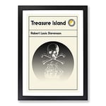 Big Box Art Book Cover Treasure Island Robert Louis Stevenson Framed Wall Art Picture Print Ready to Hang, Black A2 (62 x 45 cm)