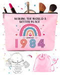 40th Birthday Gifts Women - 1984 Birthday Makeup Bag and Inspirational Keychain, 40 Year Old Birthday Gift Ideas for Sister, Teacher, Coworker, Mother Day Keychain and Cosmetic Bag