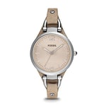 Fossil Montre pour femmes, Georgia, mouvement à quartz, boîtier en acier inoxydable de 32 mm avec bracelet en cuir véritable, ES2830