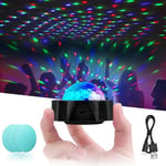 URAQT Portable Lumière Disco, Noir Mini 3 Couleurs Boule Disco USB Rechargeable, Portable Lumière de Scène à Commande Vocale pour Fête Bar Club Décor Mariage