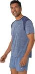 Asics Asics Men's Road Short Sleeve Top Denim Blue/Thunder Blue S, Denim Blue/Thunder Blue