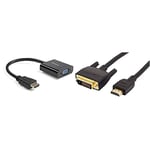 StarTech.com Adaptateur HDMI vers VGA pour Ordinateur de Bureau / Ordinateur Portable / Ultrabook - 1920x1080 (HD2VGAE2) & Amazon Basics Câble Adaptateur DVI vers HDMI (Norme la Plus récente) - 1,83m