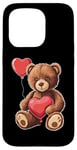 Coque pour iPhone 15 Pro Ours en peluche coeur amour joyeux Saint-Valentin