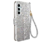 Case for Samsung Galaxy A34 5G Glitter Disco Wallet Video Stand Silver