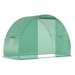 Outsunny Serre de Jardin Tunnel Serre d'hivernage Surface Sol 4,5 m² dim. 3L x 1,5l x 2H m châssis Tubulaire renforcé Porte zippée 2 fenêtres enroulables Vert