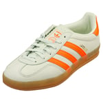 adidas Gazelle Indoor Womens Fashion Trainers in Linen Green Orange - 7 UK