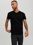 JackandJones Svart v-ringad T-shirt herr (M,Black)