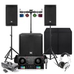 Complete DJ Setup - Combo1800 PA, Hercules Inpulse T7 Controller, Light Effects