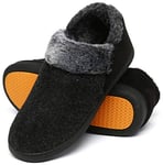 Mishansha Chausson Homme Hiver Pantoufles Homme Hiver Chaud Chaussons Fourrés Mousse Mémoire Antidérapante Charentaises Doublure Slippers Noir Fumé,Gr.40