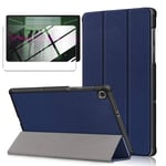 LJSM Case + Screen Protector for Lenovo Tab M10 FHD Plus 10.3" TB-X606F / TB-X606X - Tempered Film, Ultra Thin with Stand Function Slim PU Leather Smart Cover Skin - DarkBlue