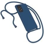 For Samsung Galaxy A52 / A52s 5G Phone Case with Shoulder Strap Chain Blue