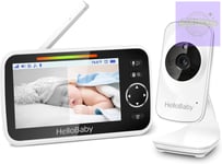 HelloBaby 5" Baby Monitor, 30-Hours Battery Life,Baby Monitor with Camera and 8