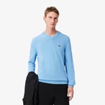 Lacoste Pull coton uni col V Taille XL Bleu Pastel