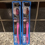 2 X Oral B Allrounder Black Manual 40 Medium Toothbrush NEW FREEPOST