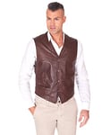 D'Arienzo Veste Cuir Marron Homme sans Manche Biker en Agneau Veritable Moto Motard Ceinture Blouson Made in Italy Gilet 50/L/Marron