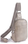 Telena Bum Bag Femmes, Sac à bandoulière pour femmes Petit sac à bandoulière PU Cuir Sport Sac à bandoulière Sac à bandoulière élégant, Gris